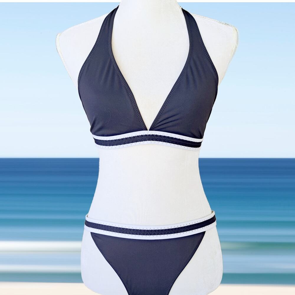 Ralph Lauren Navy Bikini with White Contrast Trim - Women Swim